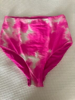 High-Waist Pink Tie-Dye Bikini Bottom